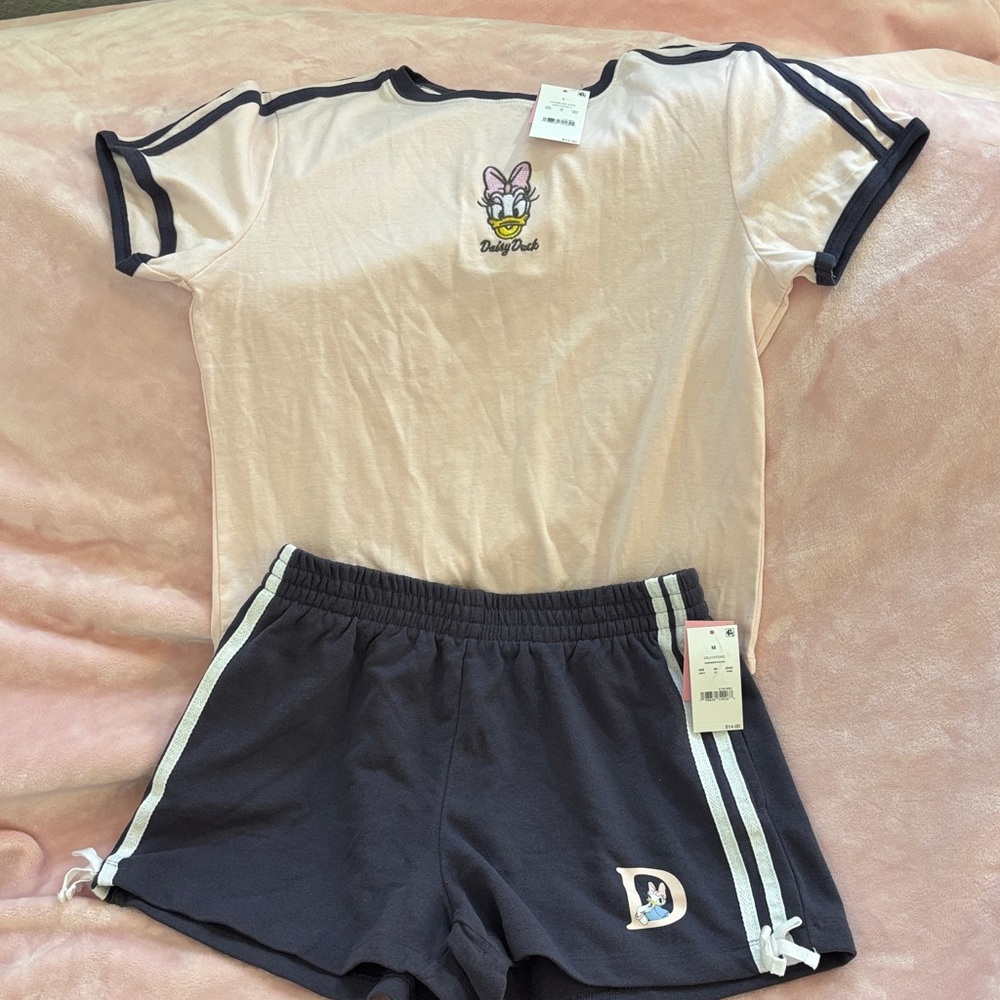 Target Pink and Navy Daisy Duck Ringer Tee and Shorts Set